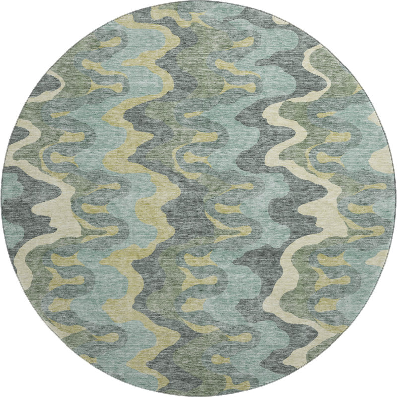 Tapis sauge de qualité supérieure Prisco, Rond 8 pi