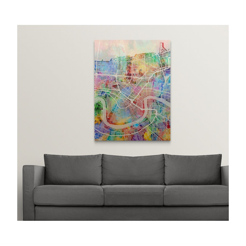 «New Orleans Street Map» par Francy, impression, H 48 po x l 36 po x P 1,5 po, Toile