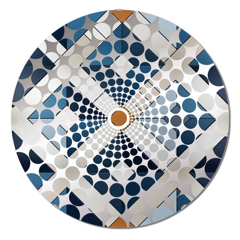 Nordic Cobalt Blue Tiles - Miroir décoratif à cercles concentriques, 23,6 po x 23,6 po