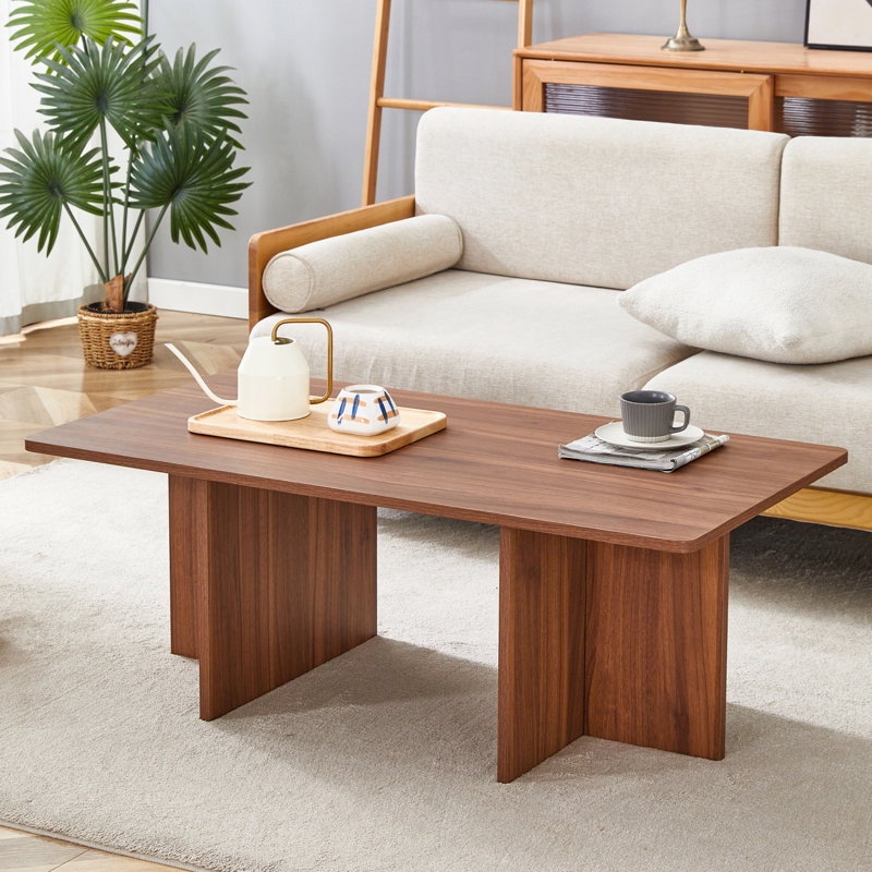 Table basse de 44,8 pouces avec panneau de fibres à densité moyenne et grain de bois