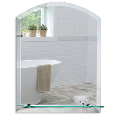 Selph Flat Wall Mirror with Shelves