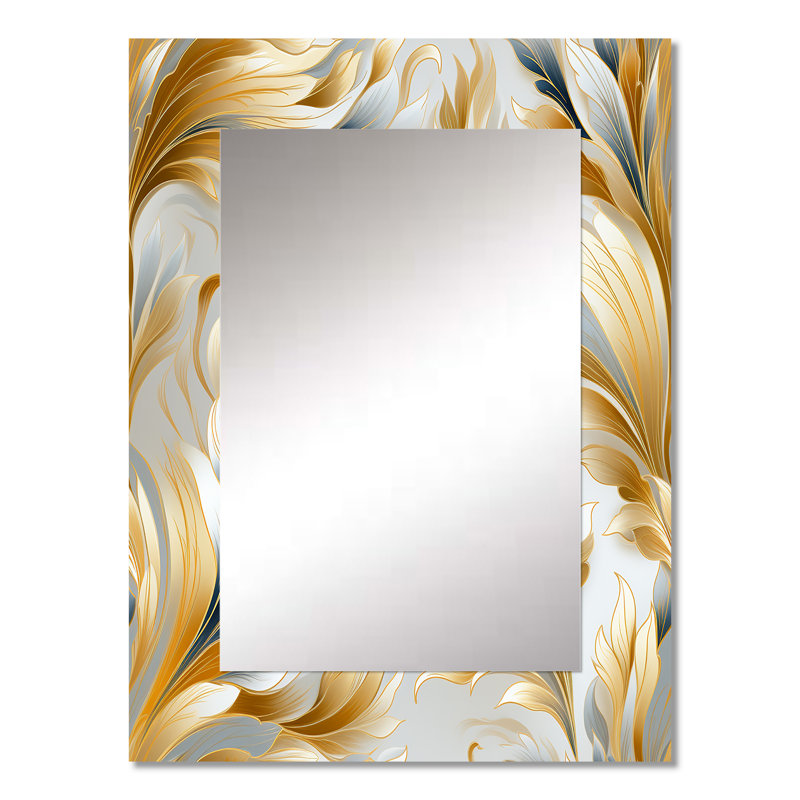 Atreo Royal Gilded Ikat Reverie Celebrate - Ikat Unique Mirror, Ikat Large Wall Mirror, Printed Metal Art, 32" x 24"