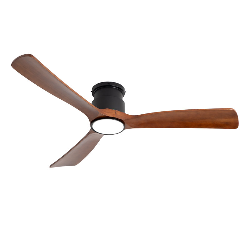 52 Inch Natural Brown Log Recessed Mount Ceiling Fan Light, 22 Watt Tri-colour Dimmable With Remote Control And Silent Reversible Motor, Suitable For A Wide Range Of Indoor Locations 