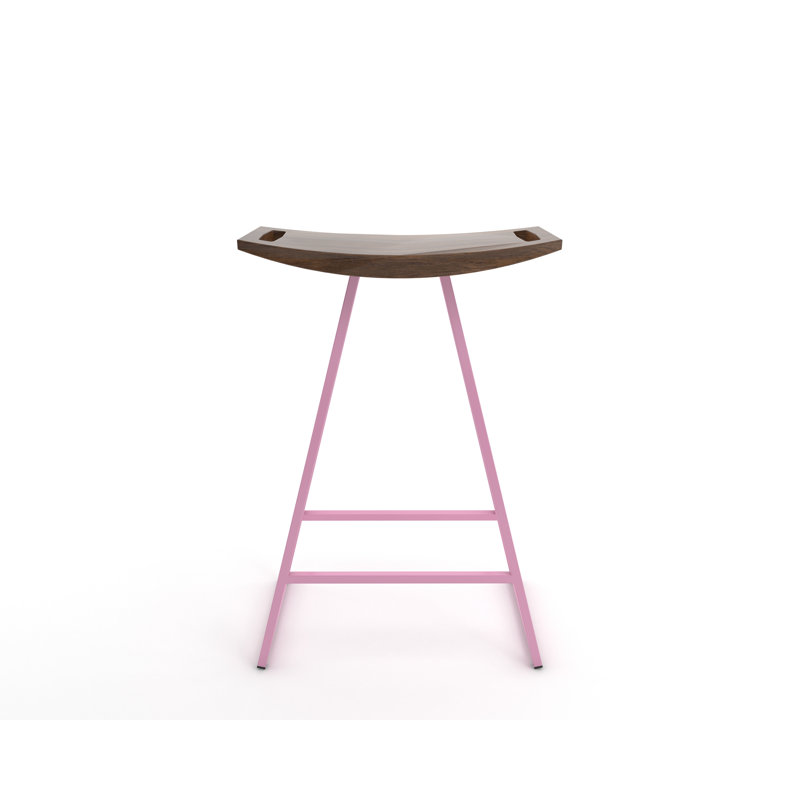 Robert Counter Stool with Metal Frame, Walnut, Brassy Gold