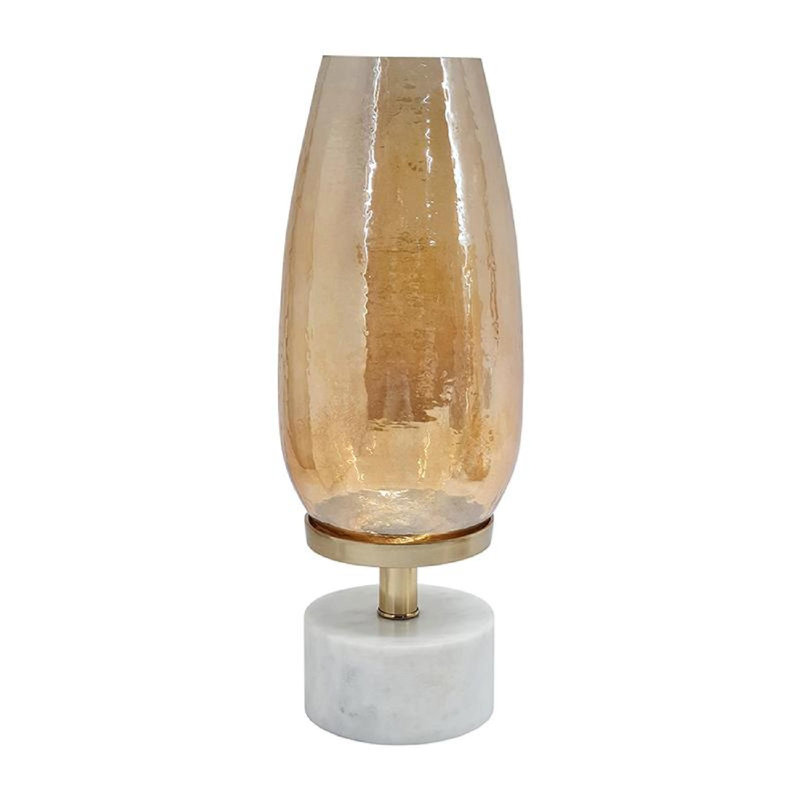 Gold Luster Glass and Marble Hurricane Lamp