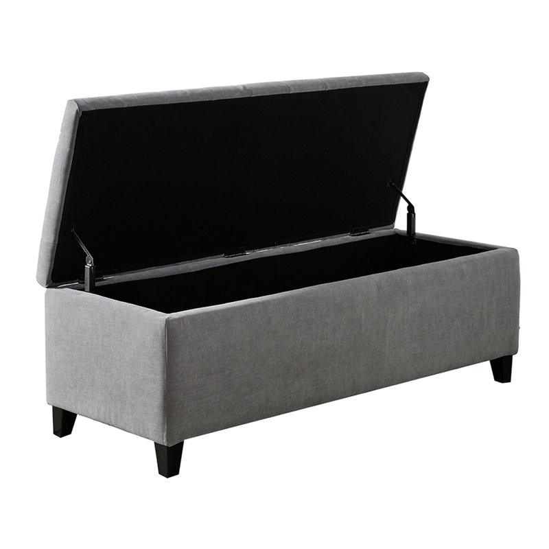 Banc de rangement - Gris, rembourré, intérieur gris à fermeture en douceur avec fonction et design rembourré