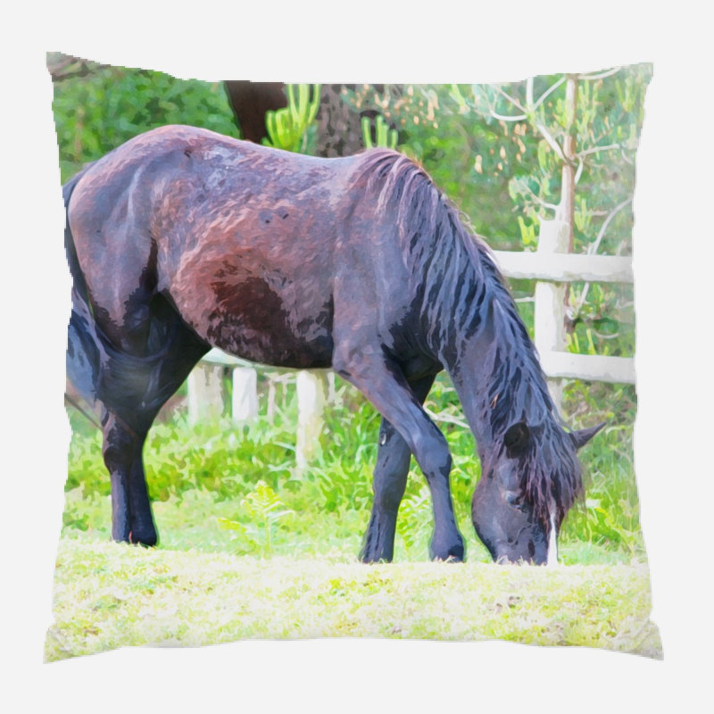 Coussin cheval Kristen, Microsuède, Intérieur