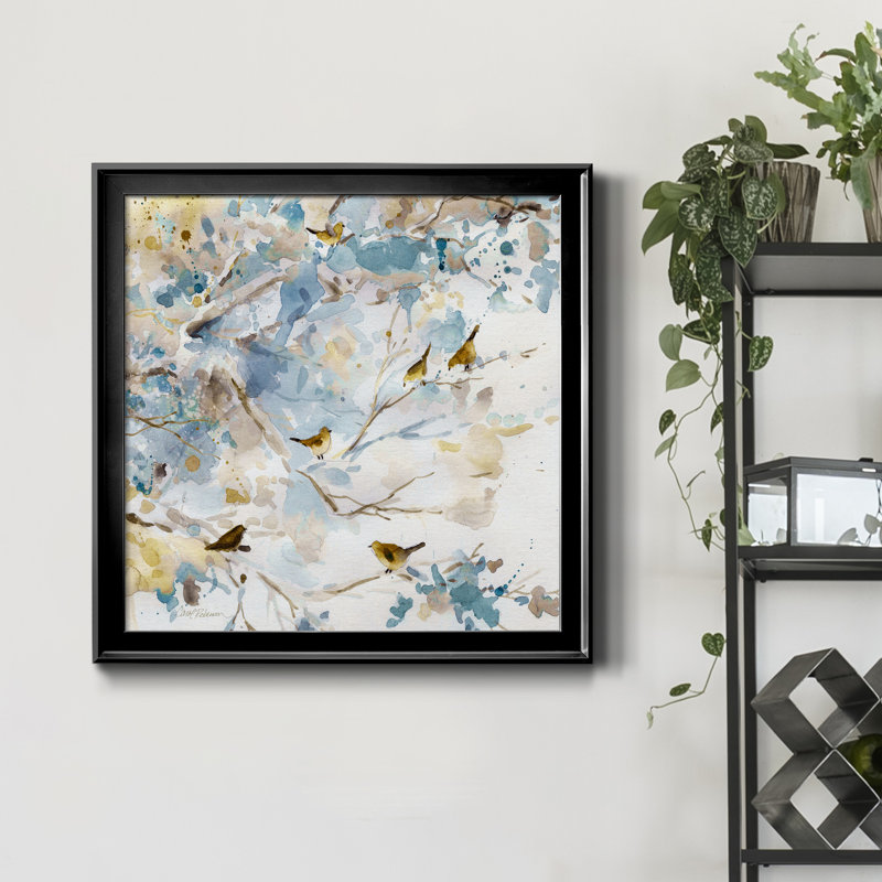 «Topaz Spring I», peinture sur toile encadrée, Cadre noir, H 17,5 po x l 17,5 po x P 1,5 po