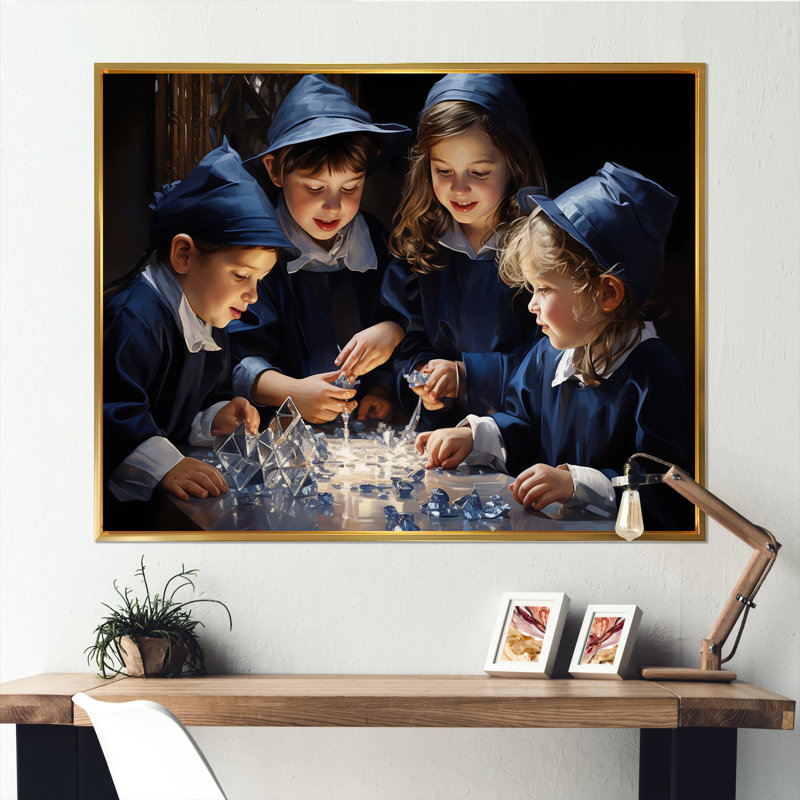 Judaïsme, famille, drame dramatique II, Cadre flottant doré, H 12 po x l 20 po x P 1 po