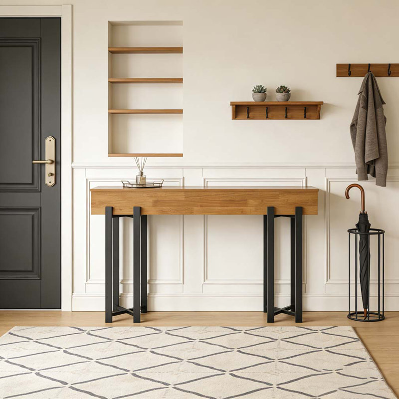 Office Display Shelf,Modern-Style Console Table, Rustic Brown