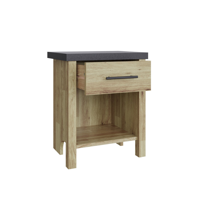 Kitt 38cm W Manufactured Wood Bedside Table