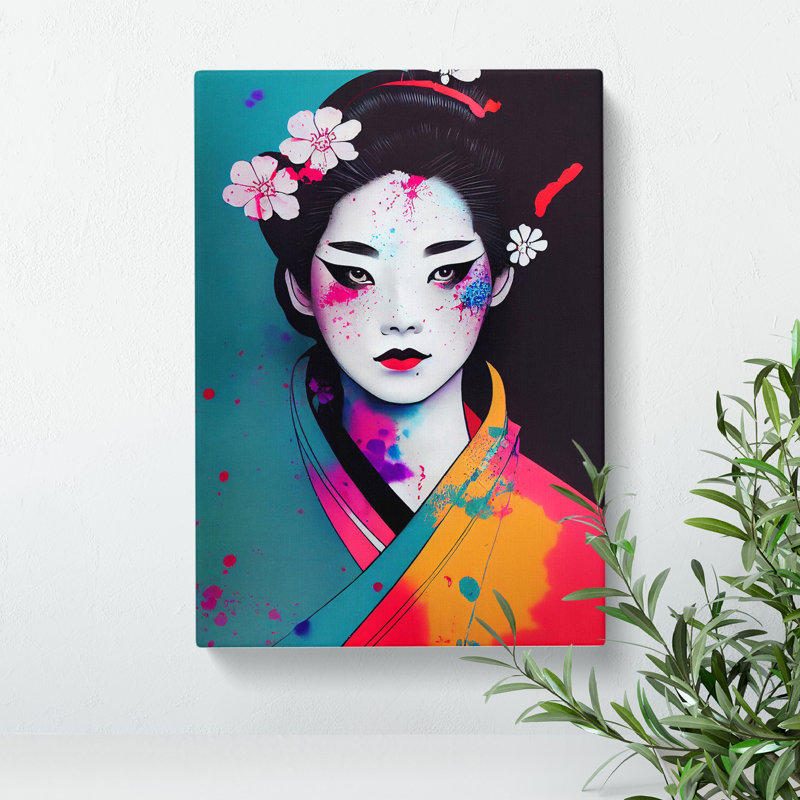 Splashed Geisha No.1 - Wrapped Canvas Print, 50cm H x 35cm W x 3cm D
