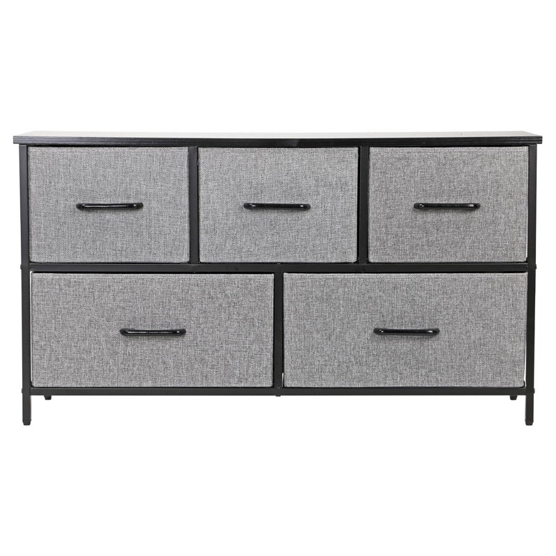 Metal 100cm W Chest of Drawers, Black/Grey