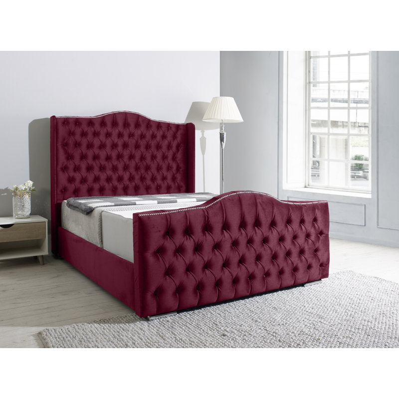 Tarsha Upholstered Bed, Single (3'), Maroon
