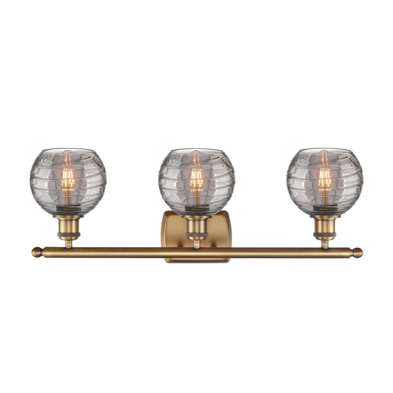 Éclairage de salle de bain à intensité variable 3 lumières Halvorson, Transparent, Ampoule DEL 6 watts Vinage, Laiton brossé
