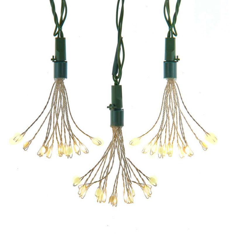 Kurt Adler 75-Light Cluster Lights Twinkle LED Lights with Green Wire, Yellow