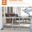 Barrière réglable pour animaux de compagnie, l 72 po x H 27,94 po, très large pour chiens et chats, fil d'acier en bois massif, couloir, barrière de porte, barrière bleu-gris - animaux de compagnie, entrées de blocs en douceur, installation facile