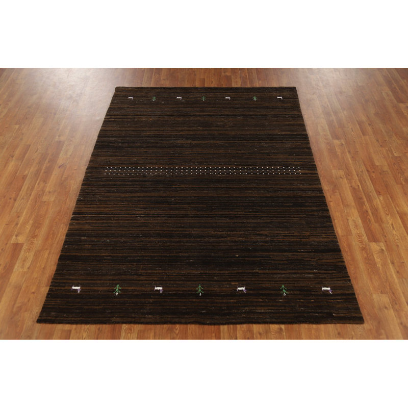 Tapis brun en laine de style Gabbeh 5 x 8 po