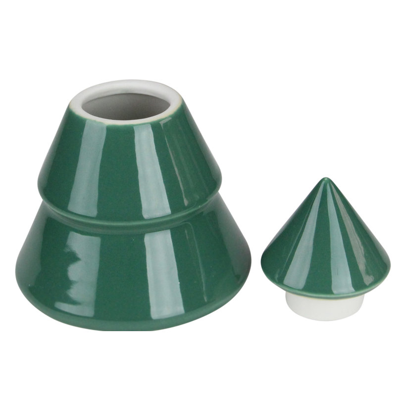 Contenant d'arbre de Noël en céramique, H 6,25 po x l 4,75 po x P 4,75 po, Vert