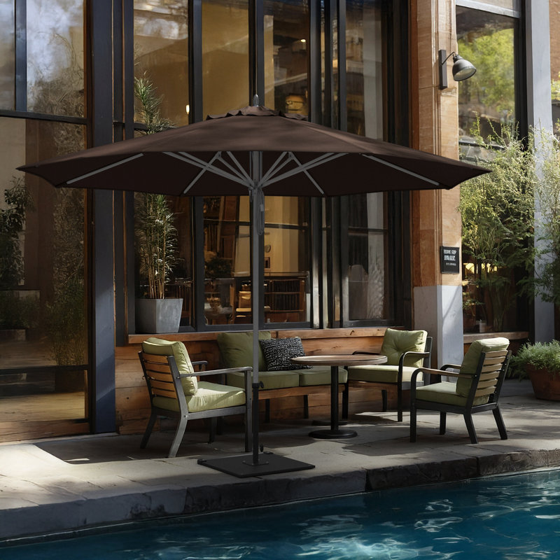 Parasol de patio en bois gris en aluminium 11 pi, Cacao