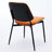 Of 2 Mid Century Modern Dining Chairs, Orange Pu Fabric, Walnut , Metal Legs, Ergonomic & Fashionable For Kitchen Office Style Leather, Back, Design With Adjustable Back Custom Fit