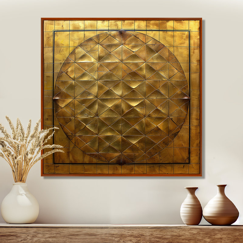 «Unity Flower Of Life Gold» - art mural géométrique, Toile tendue, H 16 po x l 16 po x P 1 po
