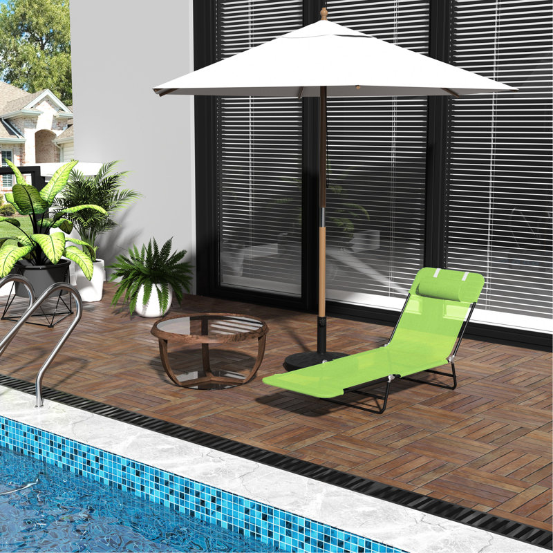 Chaise de patio, siège de détente pliant avec tissu inclinable et en filet, pour l'extérieur, chaise de bronzage de plage