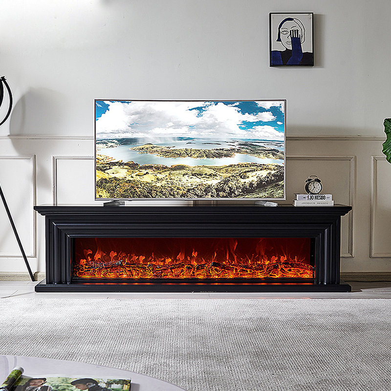 Meuble télé simulé, 94.49", Noir, noir, noir, noir