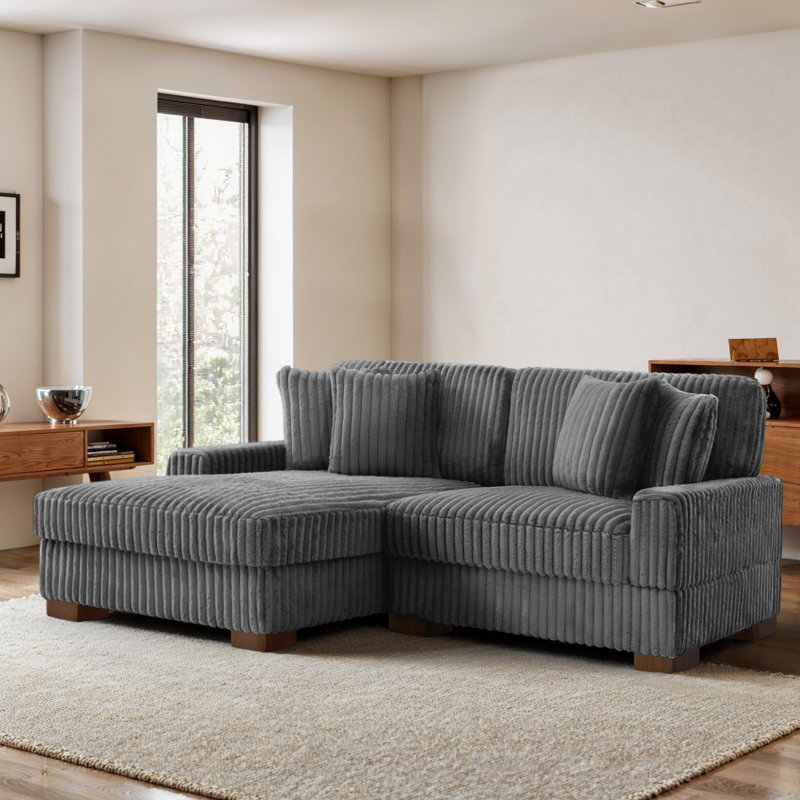 2 Seater Sectional, Grey Polyester/Foam Padding