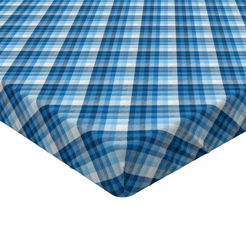 Microfiber Plaid Fitted Sheet, Twin XL Fitted Sheet, Blue, Plaid 14