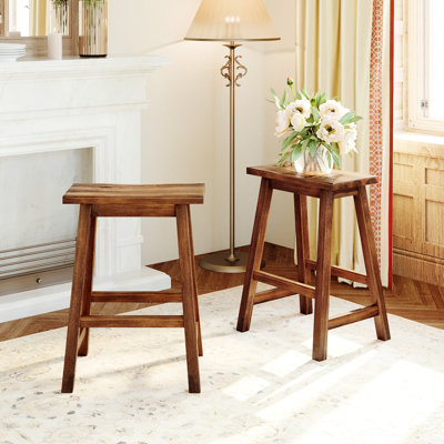 2 tabourets de comptoir rustiques - noyer, espace extensible pour les petites salles à manger en bois, noyer