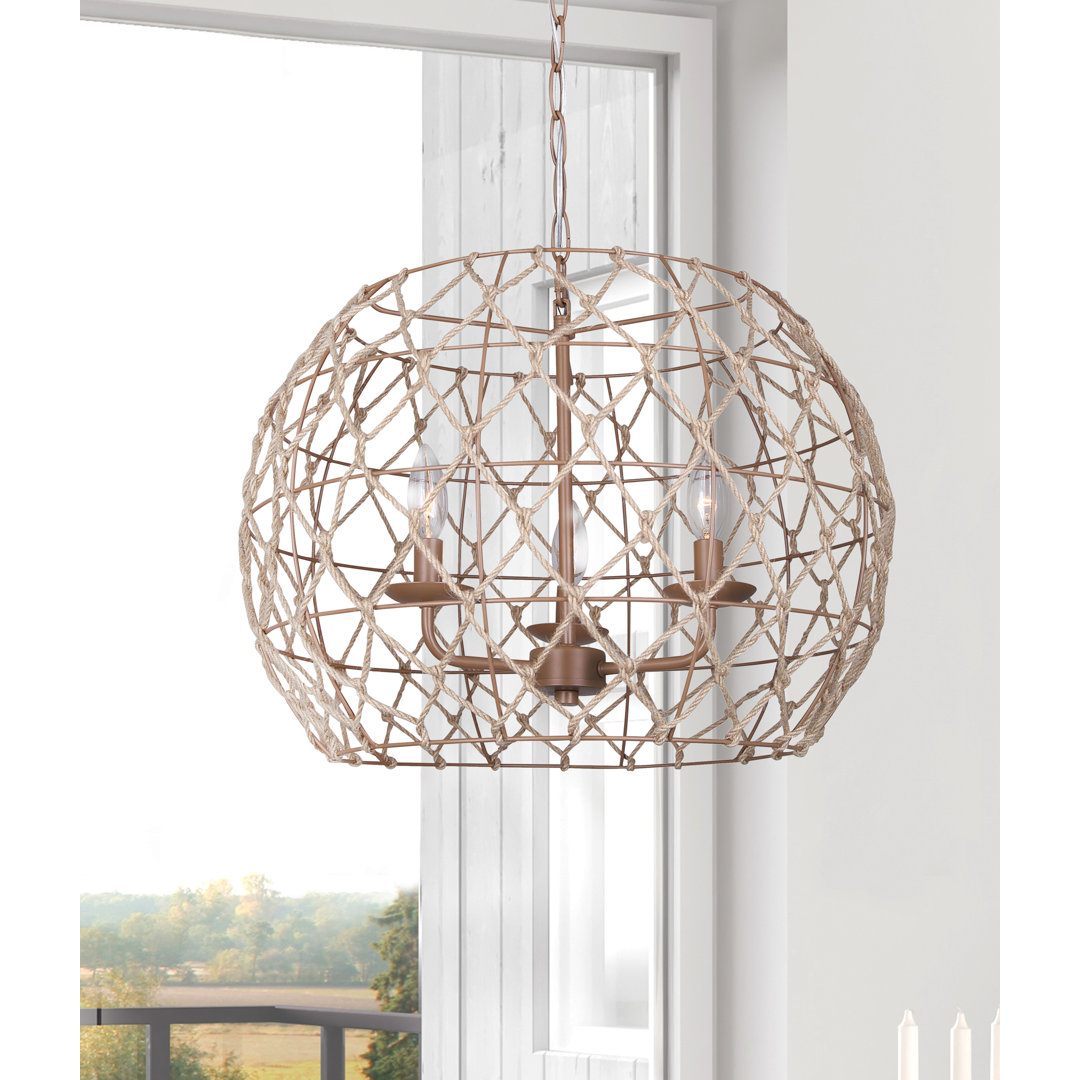 Asawer 3 Light Pendant With Tan Finish And Natural Tan Rope Shade Bay Isle Home™