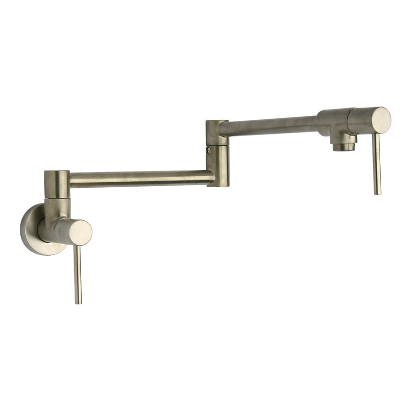Caligula Wall Mount Pot Filler Kitchen Faucet, Brushed Nickel