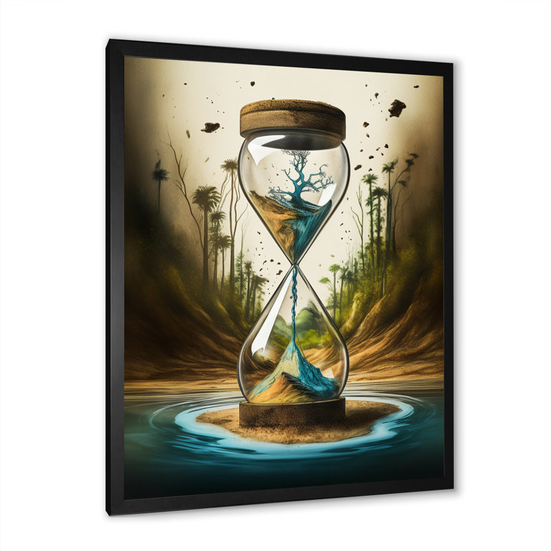 «Hyperealistic Hour Glass IV», reproduction d'art sur toile, L 24 po x H 32 po, Cadre noir