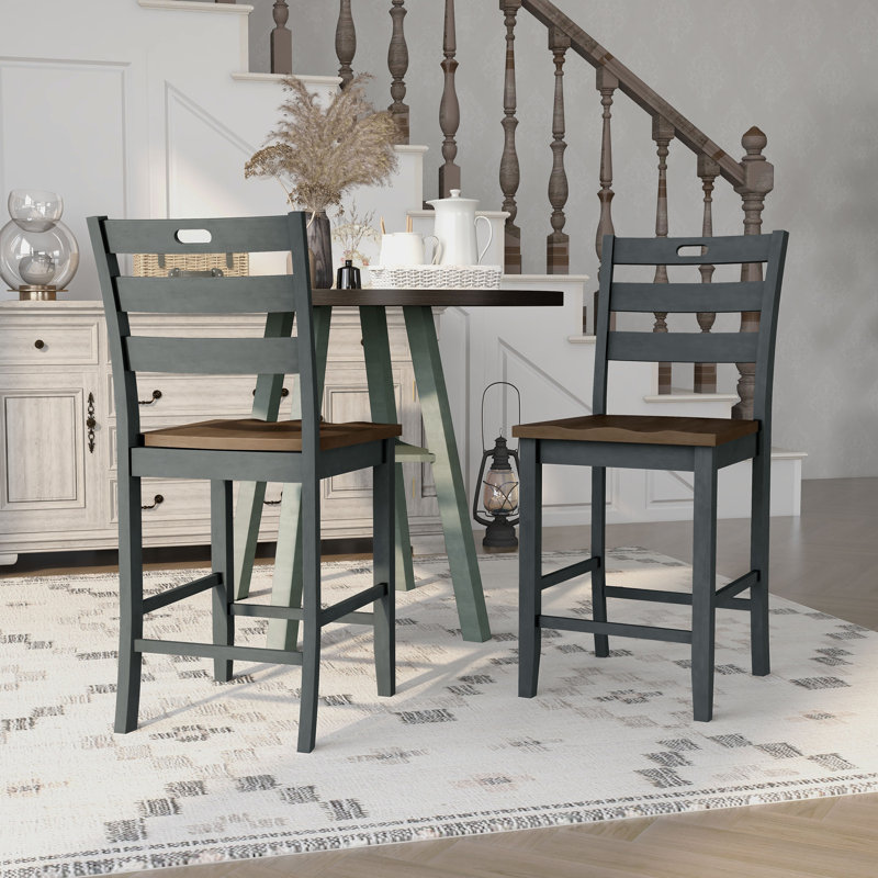 Gaspar Solid Wood 24'' Counter Stool, Dark Gray