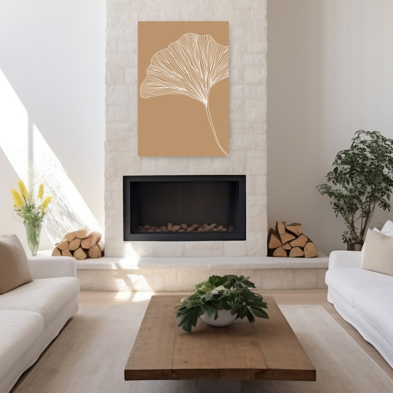 «Elegant Ginkgo Leaf Abstract Contemporary Landscape Nature», reproduction d'art murale, H 48 po x l 32 po