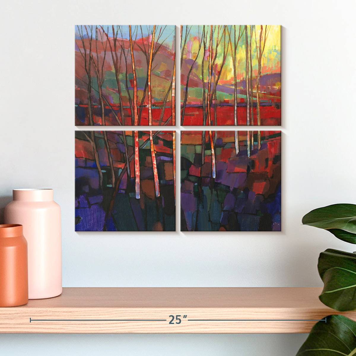 Millwood Pines Alvord Patchwork Trees I | Wayfair