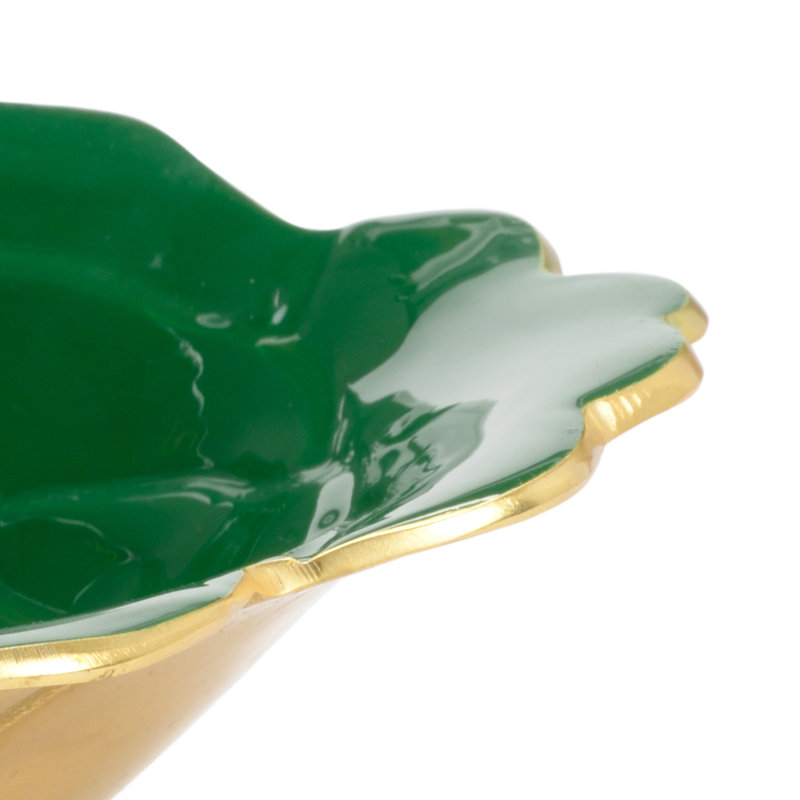 Bol décoratif en métal, H 3 po x l 9,5 po x P 9,5 po, Vert