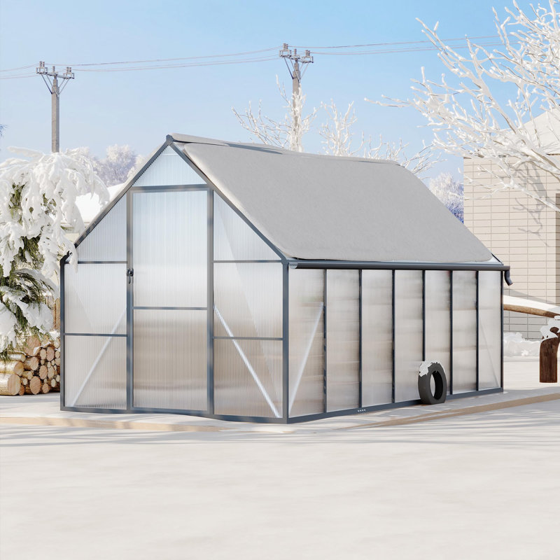 Aluminum-Framed Polycarbonate Greenhouse with Roof Vent, Heavy Duty Quick Setup Outdoor Garden Greenhouse Kit, Black 2