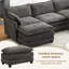 Canapé d'angle modulaire en L gris foncé avec repose-pieds amovible surdimensionné en chenille gris foncé-132143599