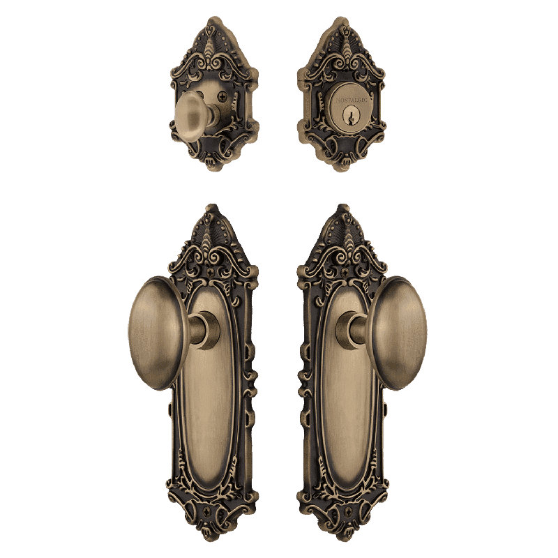 Nostalgic Warehouse Victorian Entry Set with Homestead Knob, Antique Brass, 2.75