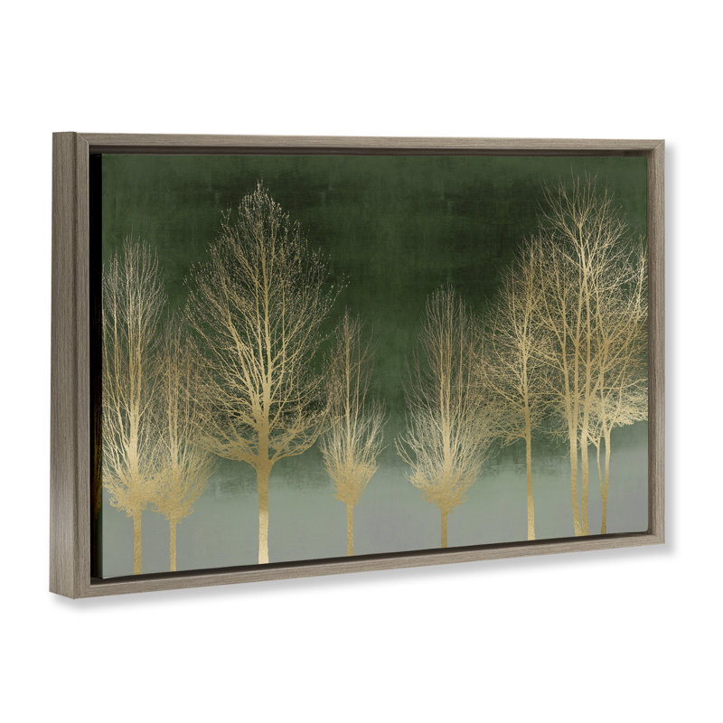 Gold Gradient Forest Floating Frame, design by Kate Bennett, 17" H x  25" W, Montalcino Elm Floater Frame