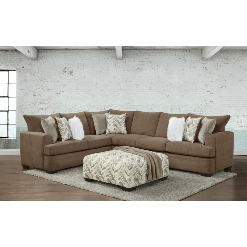 Canapé modulaire en coin avec repose-pieds carré 2 pièces Clemmone, Brun
