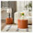 Modern Orange MDF Saddle Leather Round Accent Table