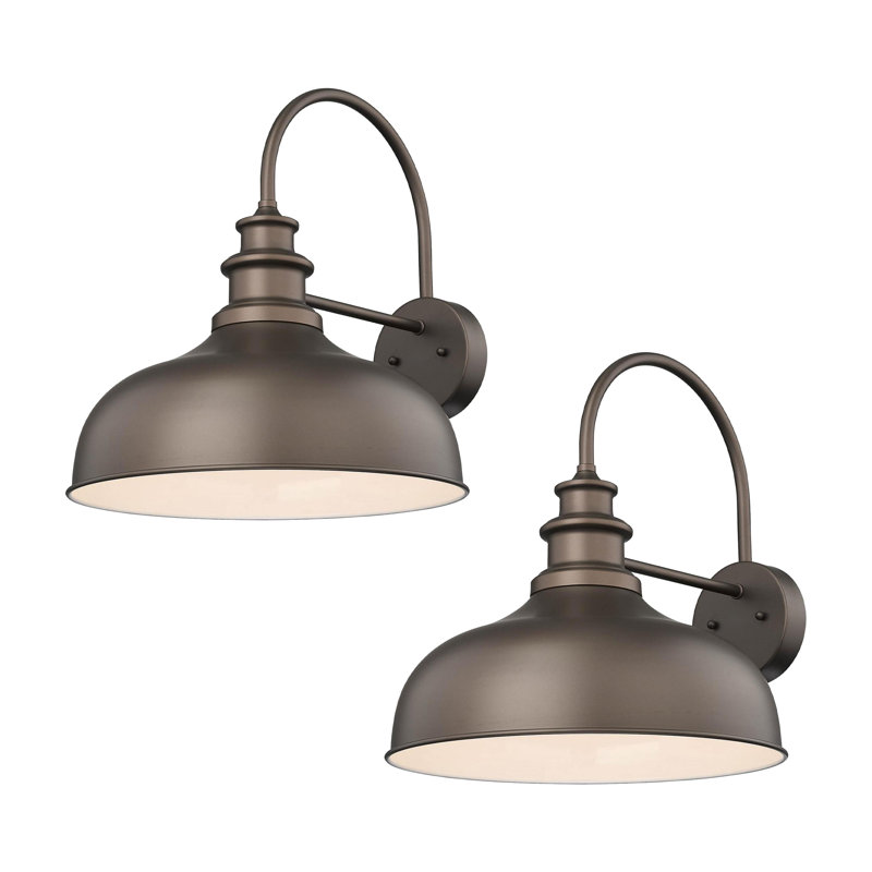 Grande applique murale d'extérieur 16 pouces Dome, Bronze huilé / blanc