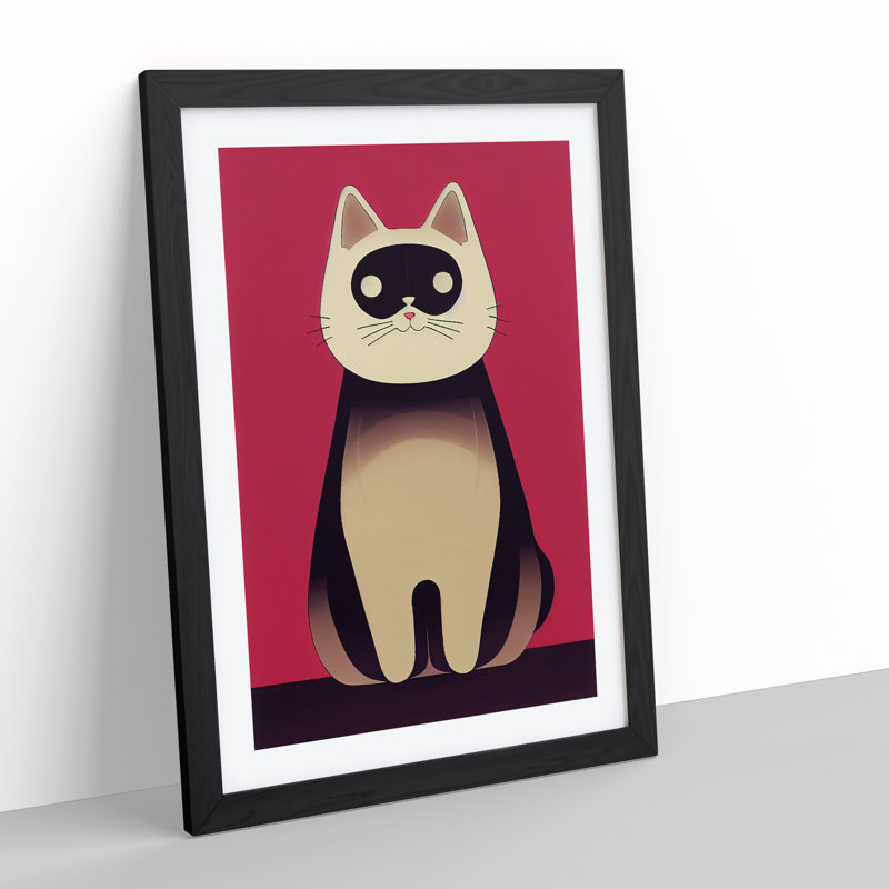 Modern Cat No.1 Abstract - Framed Print, Black Framed, 64cm H x 46cm W x 2cm D