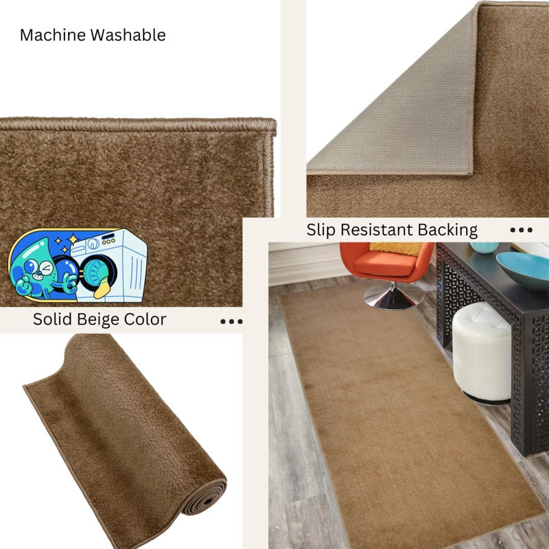 Anti Slip Soft Adjustable Size Beige Color Rug for Indoor, Runner 2'2" x 11'