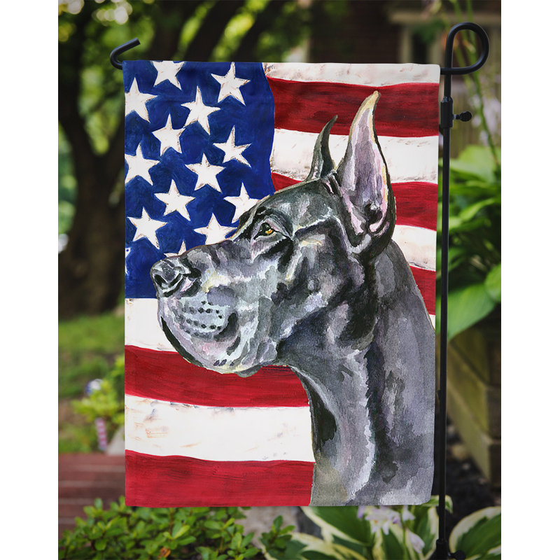 Double Sided 15'' H x 11'' W Polyester Independence Day Garden Flag, White Great Dane