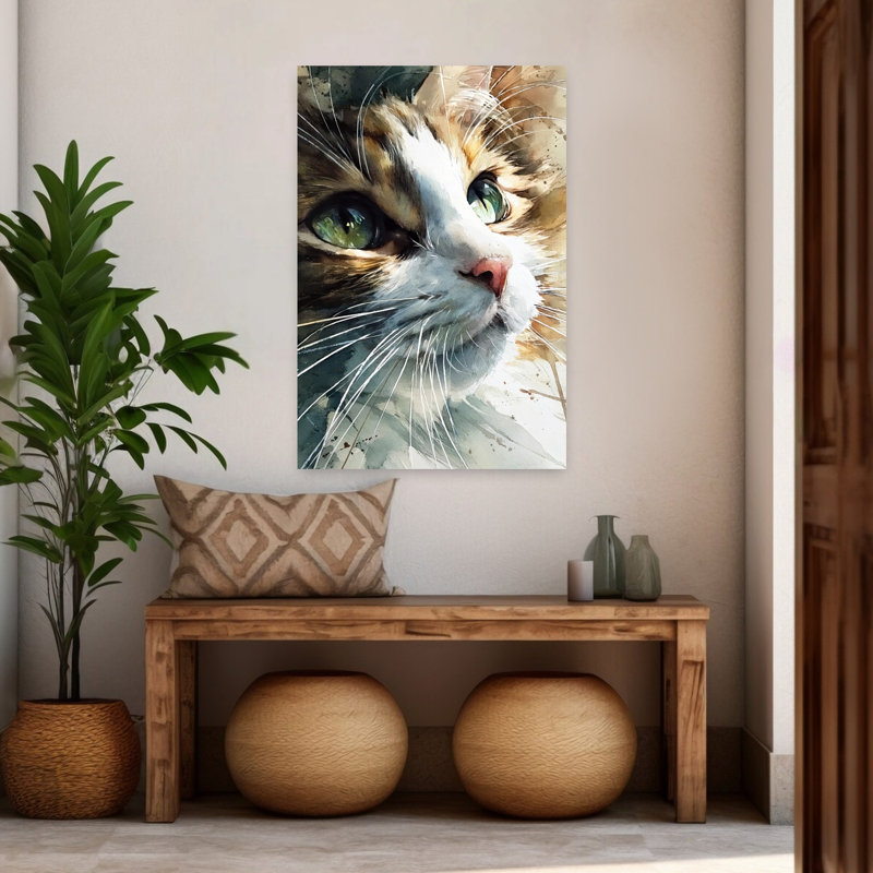 «Curious Cat Eyes», reproduction d'art mural contemporain, 48" H x 32" W