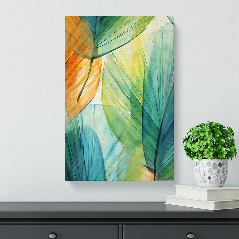 Palm Leaf Modern - Wrapped Canvas Print, 76cm H x 50cm W x 3cm D